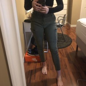 Navy green cargo jean style pants